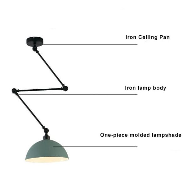 Nordic 1-Light Bowl Extendable Semi-Flush Mount Lighting - Image 6
