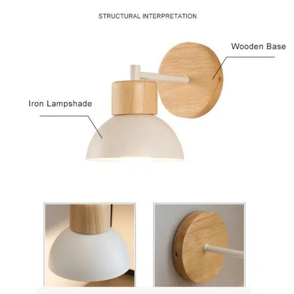 Nordic Wood Metal 1-Light Wall Sconce Lamps - Image 5