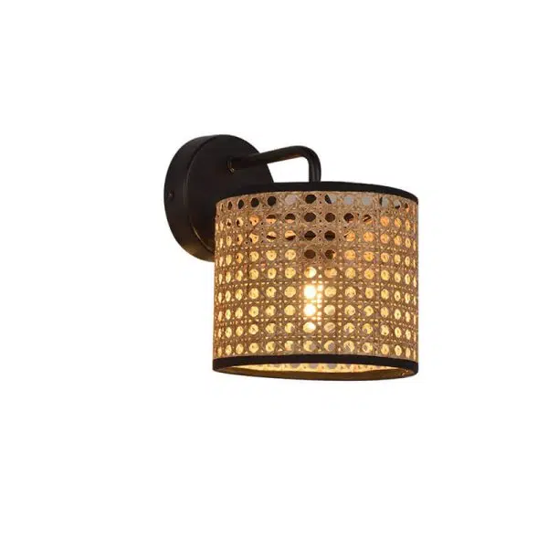 Modern Rattan Weaving Drum 1-Light Wall Sconce Lamp - Image 6
