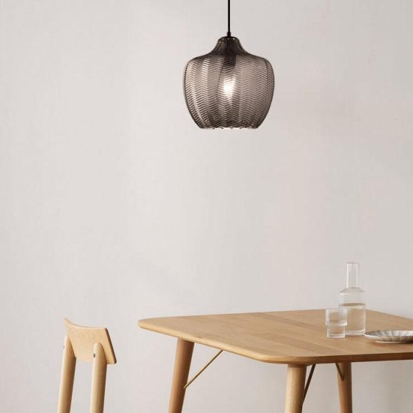 Nordic Textured Wavy Glass 1-Light Barrel Pendant Light - Image 19