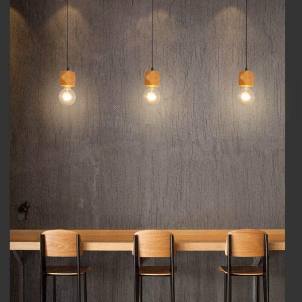 Modern Minimalist Wooden Geometric 1-Light Small Pendant Light - Image 6