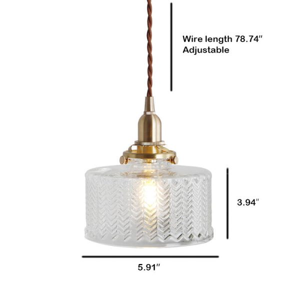 Textured Wavy Glass 1-Light Drum Pendant Light - Image 5
