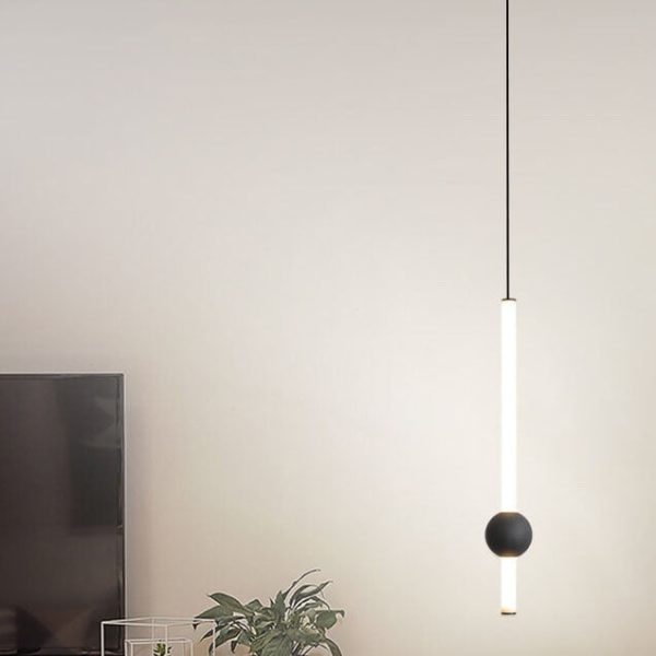 Modern Minimalist Long Cylinder with Metal Ball  LED Pendant Light - Image 3