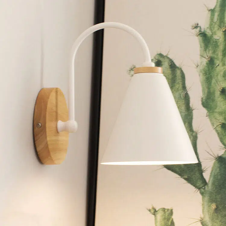 O1CN014oFxZ41pWaloa66eu-2733455368-0-cib.jpg Modern Minimalist Cone Shade Wooden Base 1-Light Wall Sconce Lamp - Image 1