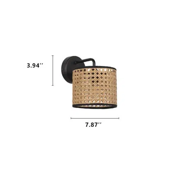 Modern Rattan Weaving Drum 1-Light Wall Sconce Lamp - Image 5