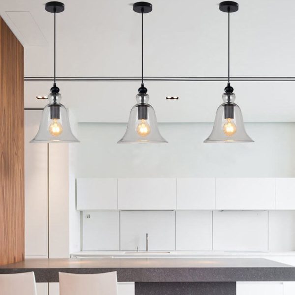 Industrial Glass 1-Light Bell Pendant Light - Image 2