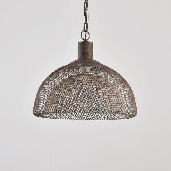 Retro Rustic Aged Wrought Iron Wire Half Round 1-Light Pendant Light - Image 13