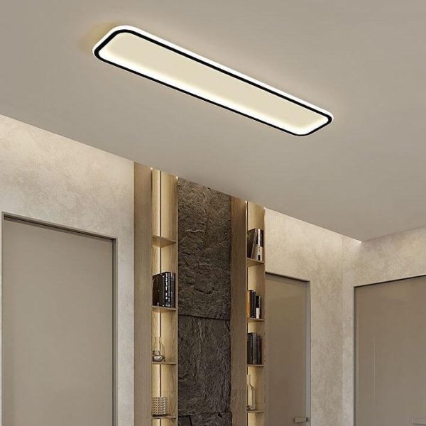 Minimalist 1-Light Linear Acrylic 3 Color Changeable LED Flush Mount Lighting - Image 3