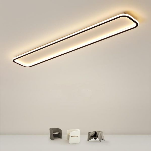 Minimalist 1-Light Linear Acrylic 3 Color Changeable LED Flush Mount Lighting - Image 6