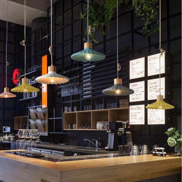 Modern Macaron Cement Scalloped Shade 1-Light Pendant Light - Image 3