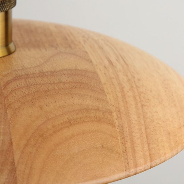 Minimalist Wooden 1-Light Saucer Shaped Pendant Light - Image 10