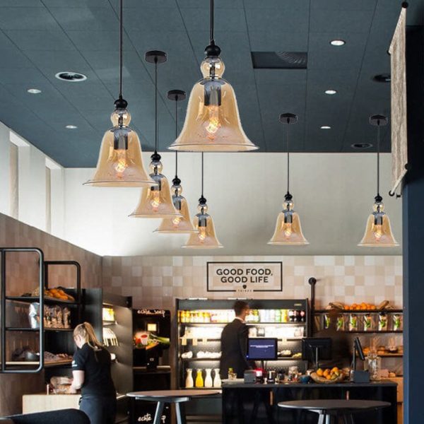 Industrial Glass 1-Light Bell Pendant Light - Image 5