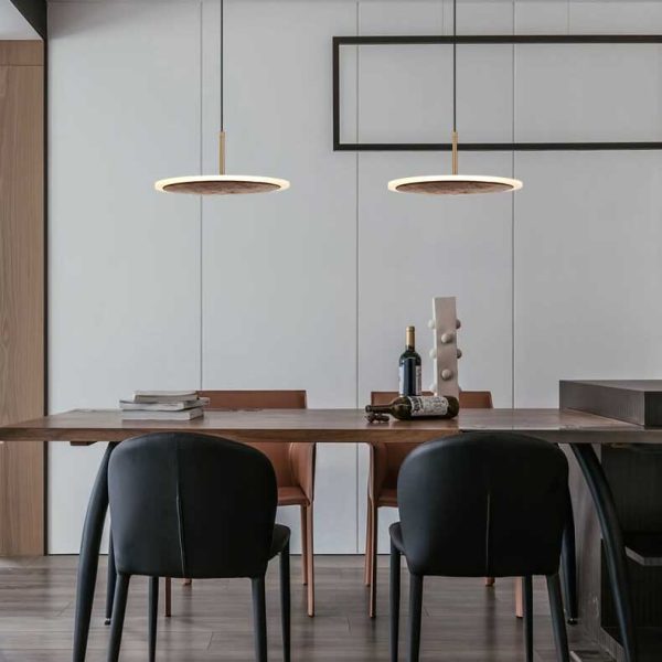 Modern Round Brown Walnut Wood 1-Light LED Pendant Light - Image 2