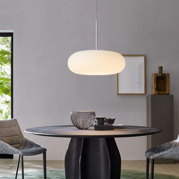 Modern Minimalist Plastic White 1-Light Drum LED Pendant Light - Image 2
