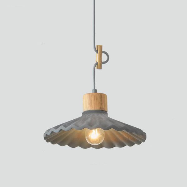 Modern Macaron Cement Scalloped Shade 1-Light Pendant Light - Image 15