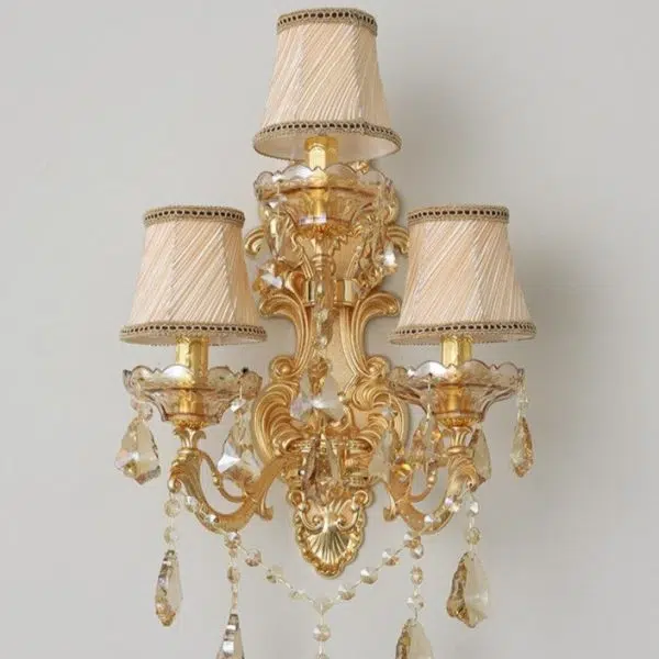 European Candlestick Shape Crystal 3-Light Wall Sconce Lamp - Image 9