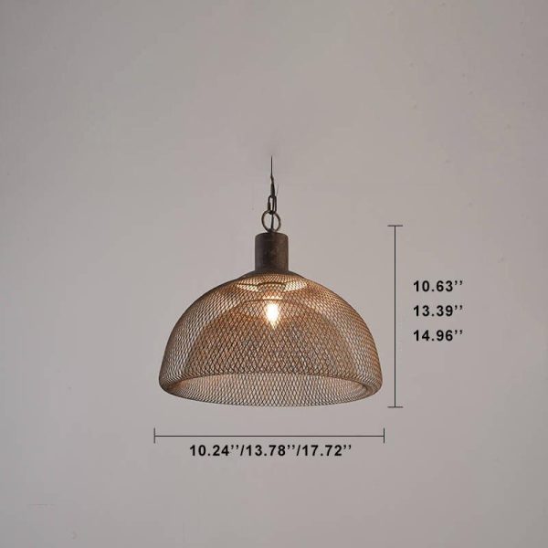 Retro Rustic Aged Wrought Iron Wire Half Round 1-Light Pendant Light - Image 10