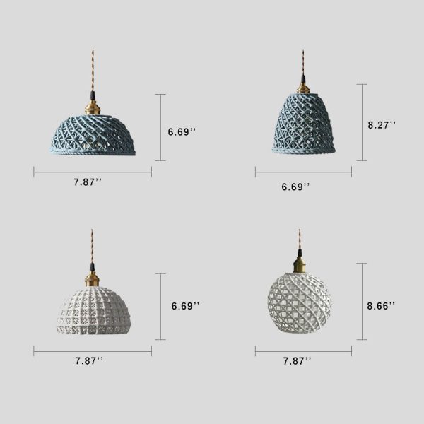 Modern Japanese Porcelain Openwork 1-Light Dome Pendant Light - Image 9