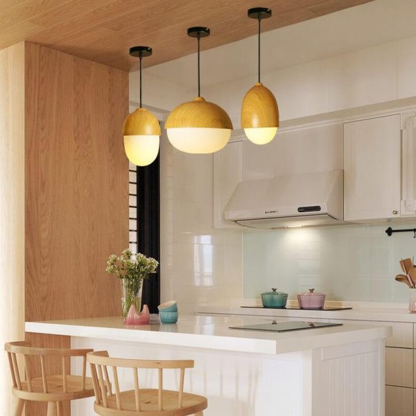 Modern Beige Nut 1-Light Globe Pendant Light - Image 3