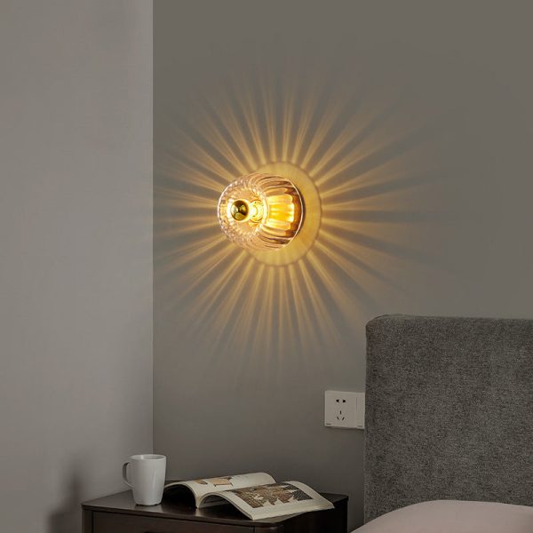 Modern Luxury Glass Sun Shape Full Copper Dual Purpose 1-Light Flush Mount Light - Image 3