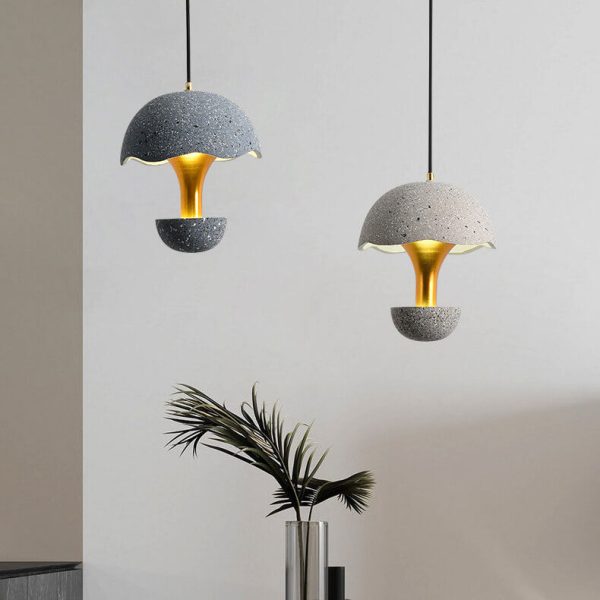 Industrial Cement 1-Light Mushroom Shaped Globe LED Pendant Light - Image 3