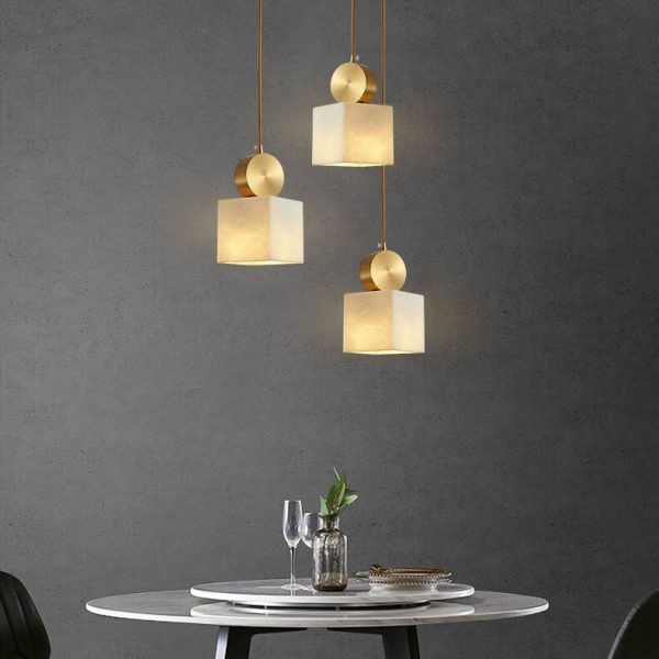 Nordic Geometric Metal 1-Light Faux Marble Pendant Light - Image 2