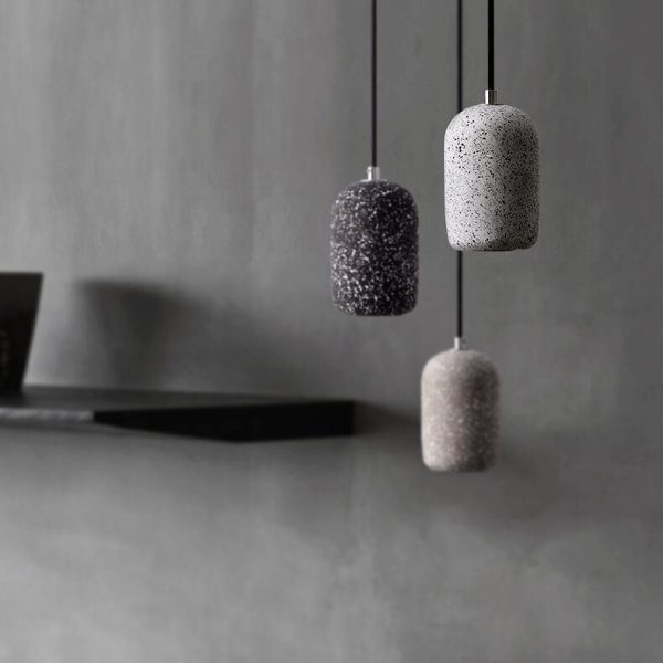 Modern Terrazzo Cylindrical LED Cement LED Pendant Light - Image 3