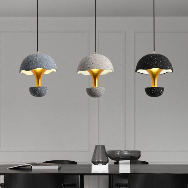 Industrial Cement 1-Light Mushroom Shaped Globe LED Pendant Light - Image 4