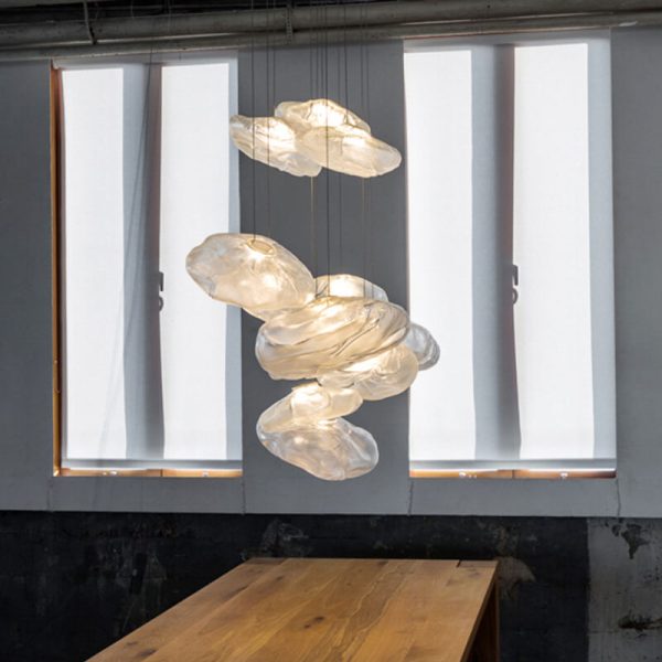 Modern Shaped Glass 1-Light Cloud Suspension Pendant Light - Image 6