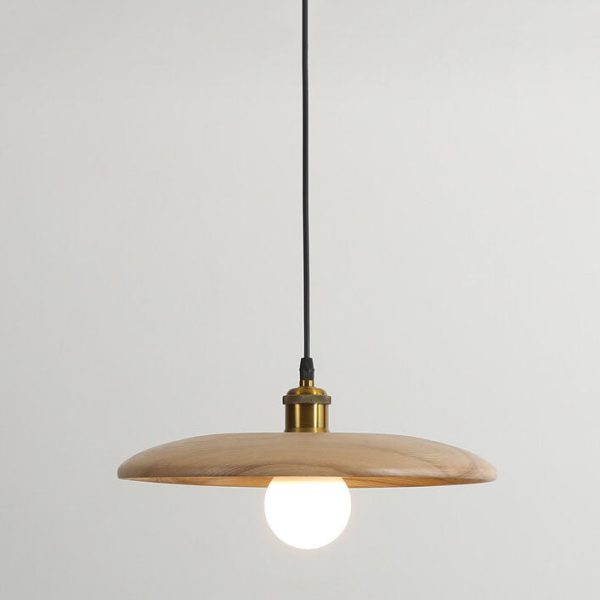 Minimalist Wooden 1-Light Saucer Shaped Pendant Light - Image 15