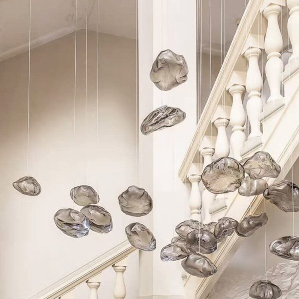 Modern Shaped Glass 1-Light Cloud Suspension Pendant Light - Image 2