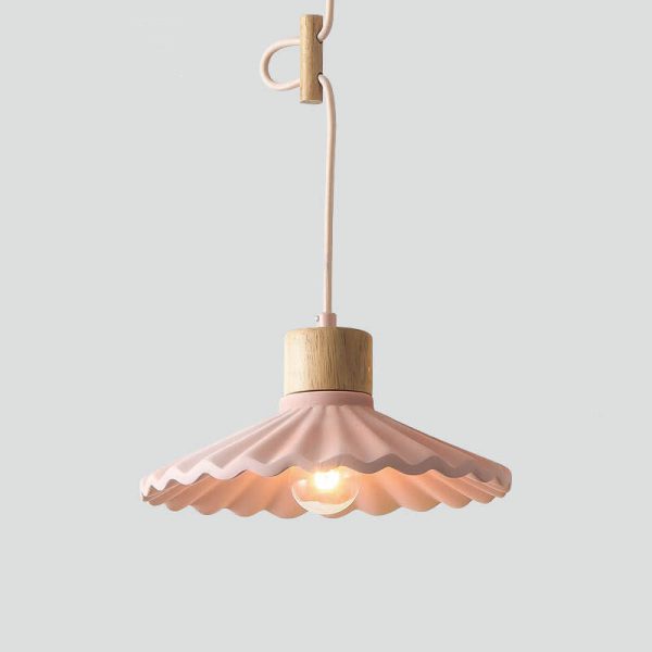 Modern Macaron Cement Scalloped Shade 1-Light Pendant Light - Image 16