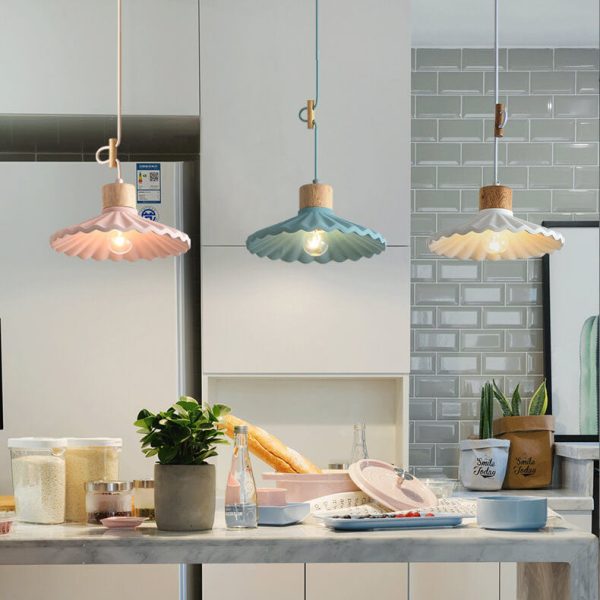 Modern Macaron Cement Scalloped Shade 1-Light Pendant Light - Image 8