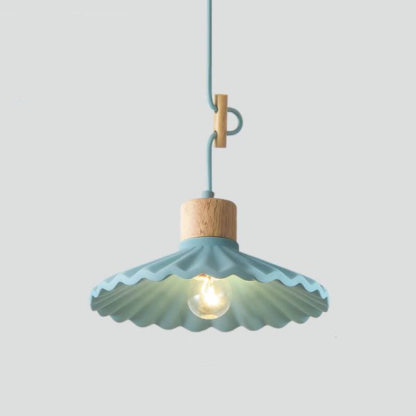 Modern Macaron Cement Scalloped Shade 1-Light Pendant Light - Image 17
