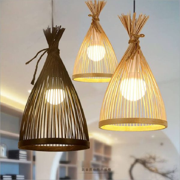Bamboo Weaving Conical 1-Light Japanese Style Pendant Light - Image 4