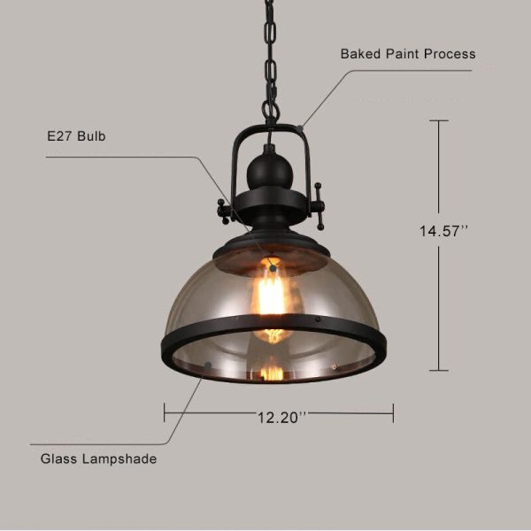 Retro Glass Shade 1-Light Single Dome  Pendant Light - Image 6