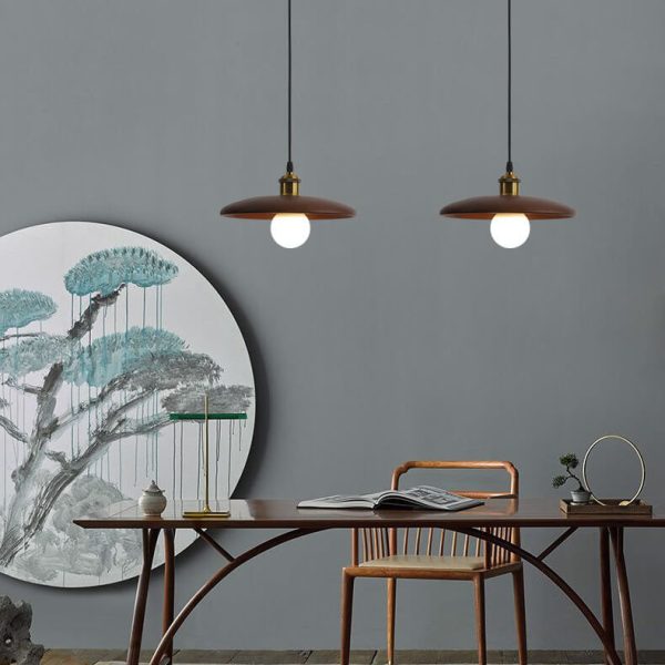 Minimalist Wooden 1-Light Saucer Shaped Pendant Light - Image 4