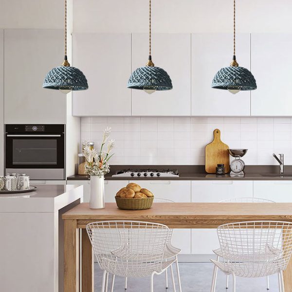 Modern Japanese Porcelain Openwork 1-Light Dome Pendant Light - Image 3