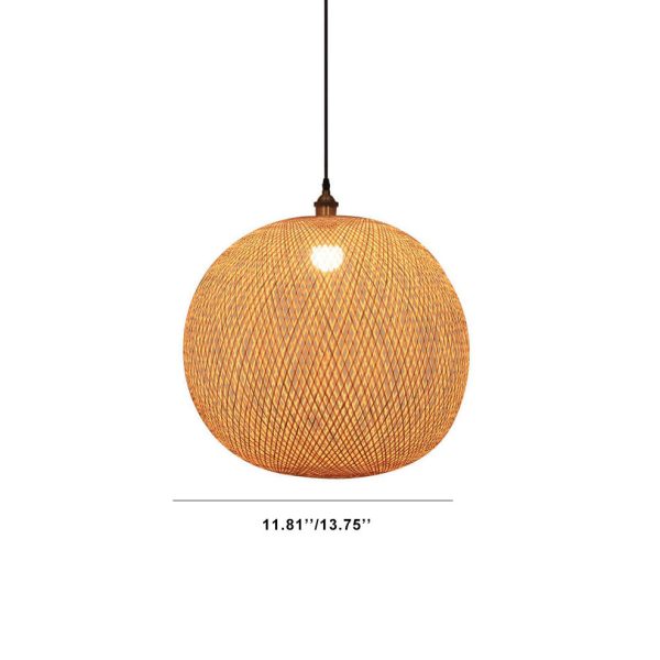 Bamboo Weaving Round Ball Beige 1-Light Japanese Pendant Light - Image 13