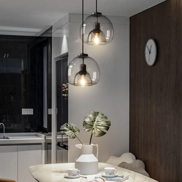 Minimalist Smoke Gray 1-Light Hand-Blown Glass Dome Pendant Light - Image 9