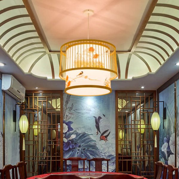 Chinese Bamboo Weaving 1 Light Cylindrical Pendant Light - Image 6