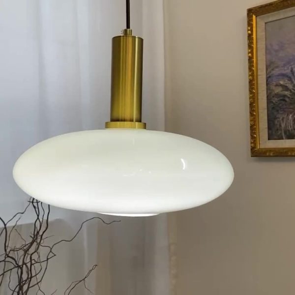 Nordic Milky White Glass Flat Round 1-Light  Pendant Light - Image 15