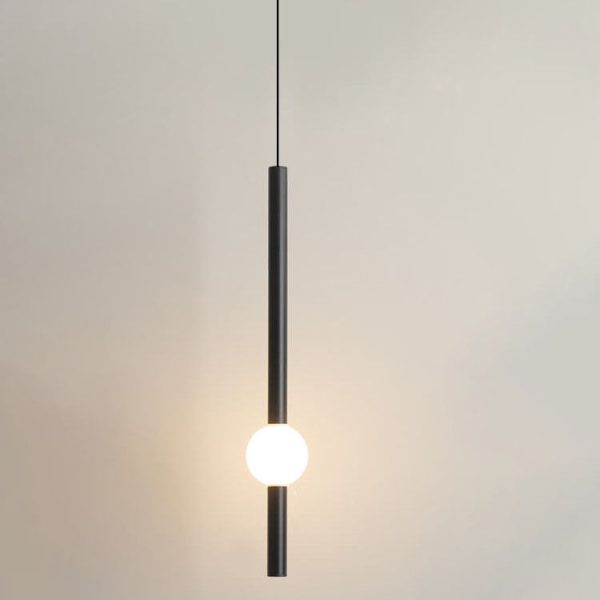 Modern Minimalist Long Cylinder with Metal Ball  LED Pendant Light - Image 8