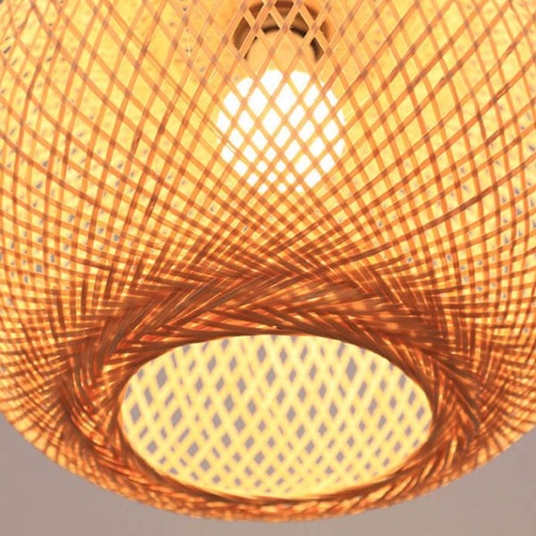 Bamboo Weaving Round Ball Beige 1-Light Japanese Pendant Light - Image 14