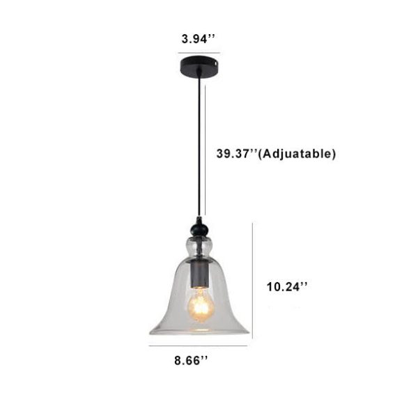 Industrial Glass 1-Light Bell Pendant Light - Image 7