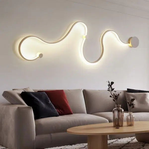 Modern Long Aluminum Snake Shaped 1-Light Curved LED Wall Sconce Lamp - Image 14