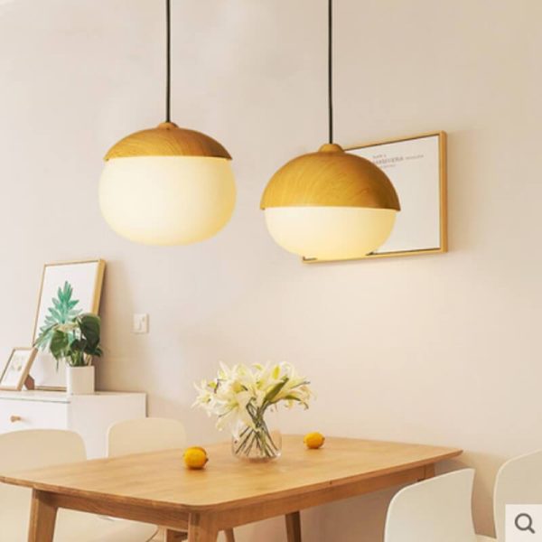 Modern Beige Nut 1-Light Globe Pendant Light - Image 11