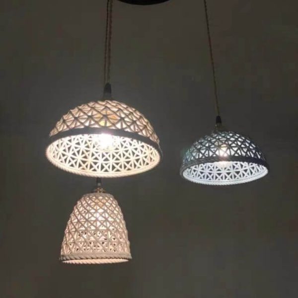 Modern Japanese Porcelain Openwork 1-Light Dome Pendant Light - Image 6