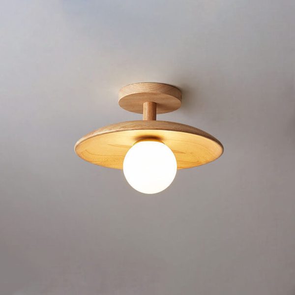 Nordic Creative Wooden Dome 1-Light Semi-Flush Mount Ceiling Light - Image 11