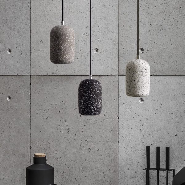Modern Terrazzo Cylindrical LED Cement LED Pendant Light - Image 4